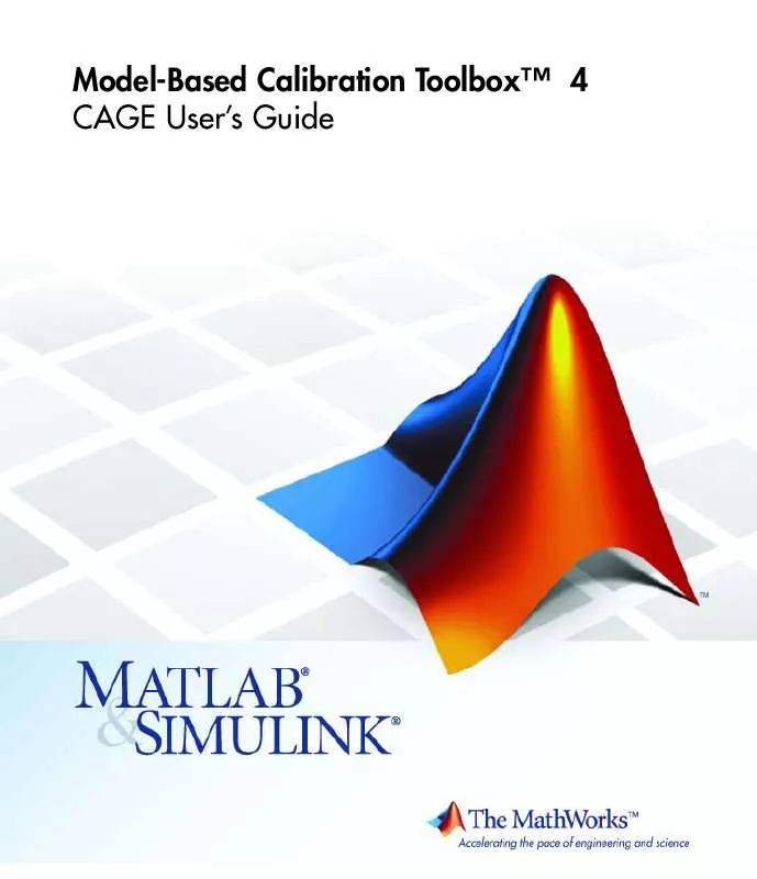 Mode d'emploi MATLAB MODEL-BASED CALIBRATION TOOLBOX 4