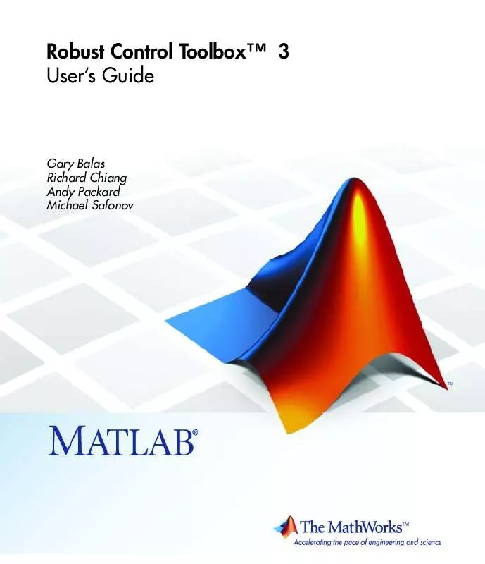 Mode d'emploi MATLAB ROBUST CONTROL TOOLBOX 3