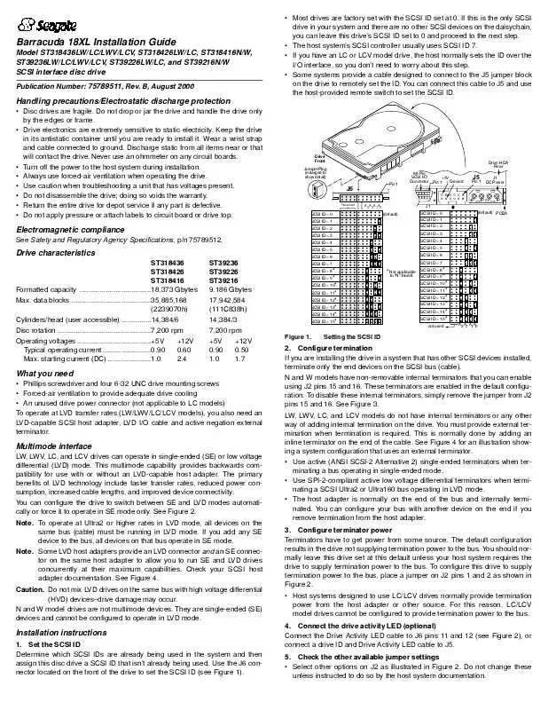 Mode d'emploi MAXTOR BARRACUDA 18XL