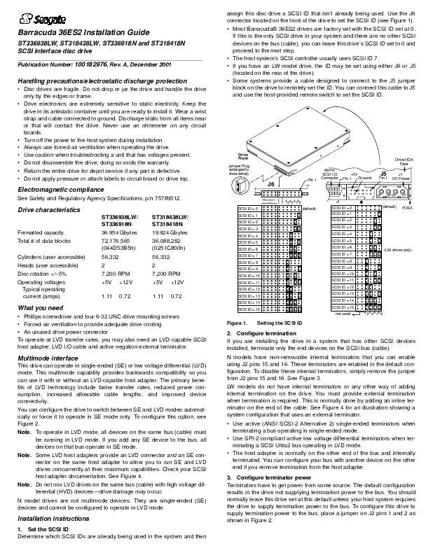 Mode d'emploi MAXTOR BARRACUDA 36ES2