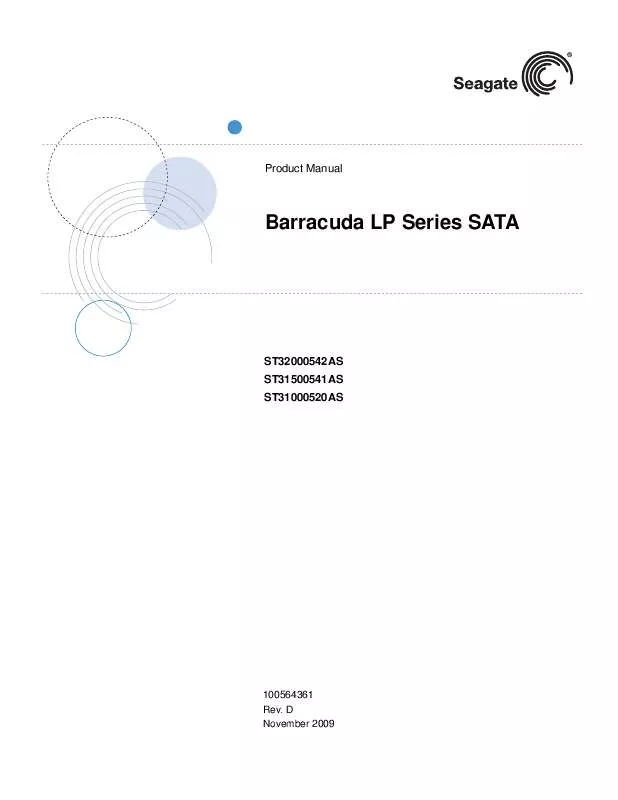 Mode d'emploi MAXTOR BARRACUDA LP SERIES SATA