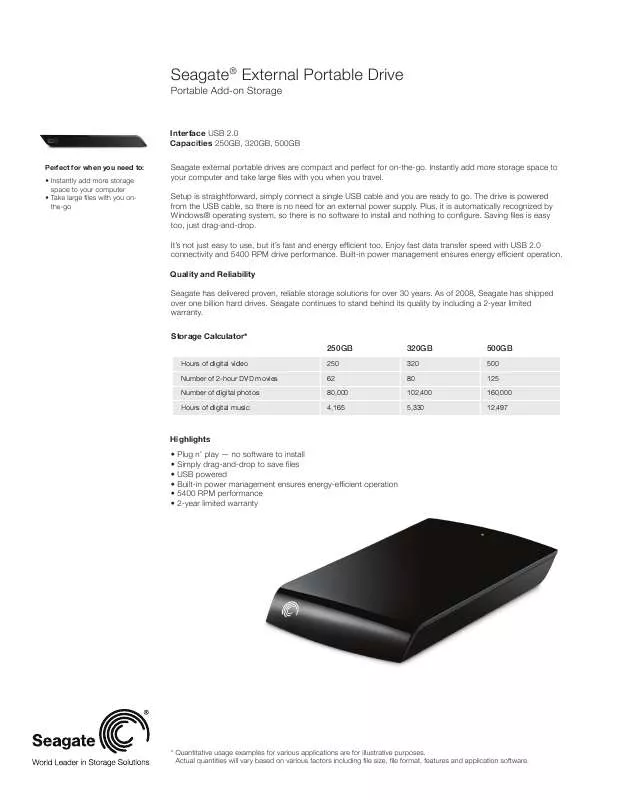 Mode d'emploi MAXTOR EXTERNAL PORTABLE DRIVE