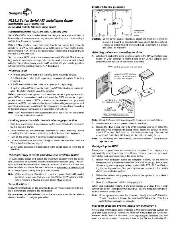 Mode d'emploi MAXTOR NL35.2 SERIAL ATA