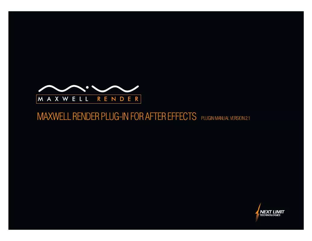 Mode d'emploi MAXWELL RENDER AFTER EFFECTS