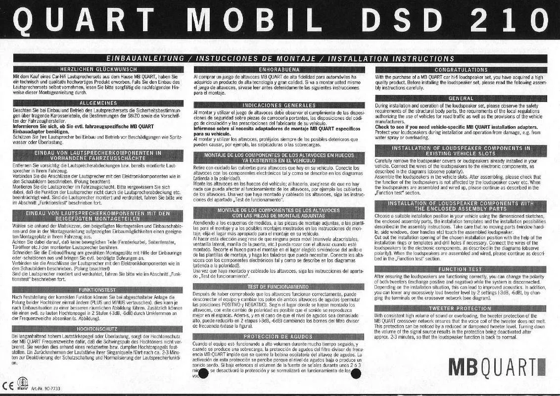 Mode d'emploi MB QUART DSD210