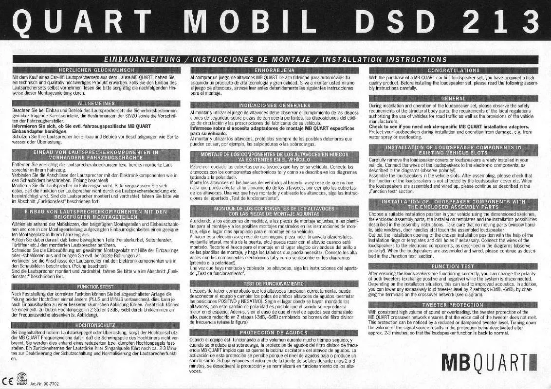 Mode d'emploi MB QUART DSD213