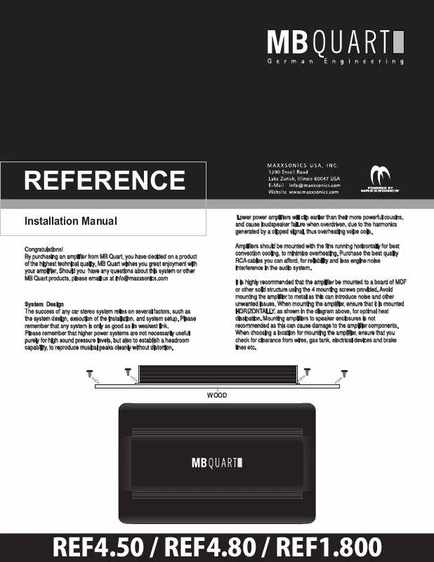 Mode d'emploi MB QUART REFERENCE