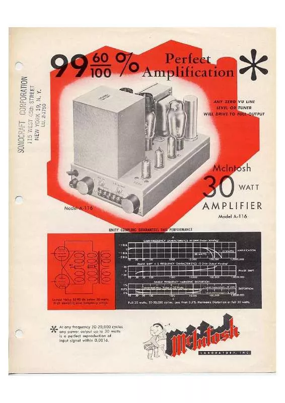 Mode d'emploi MCINTOSH A116