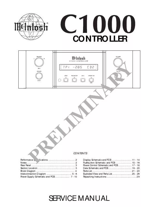 Mode d'emploi MCINTOSH C1000C