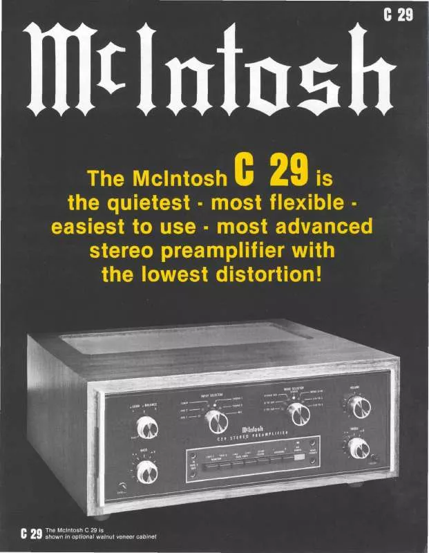 Mode d'emploi MCINTOSH C29