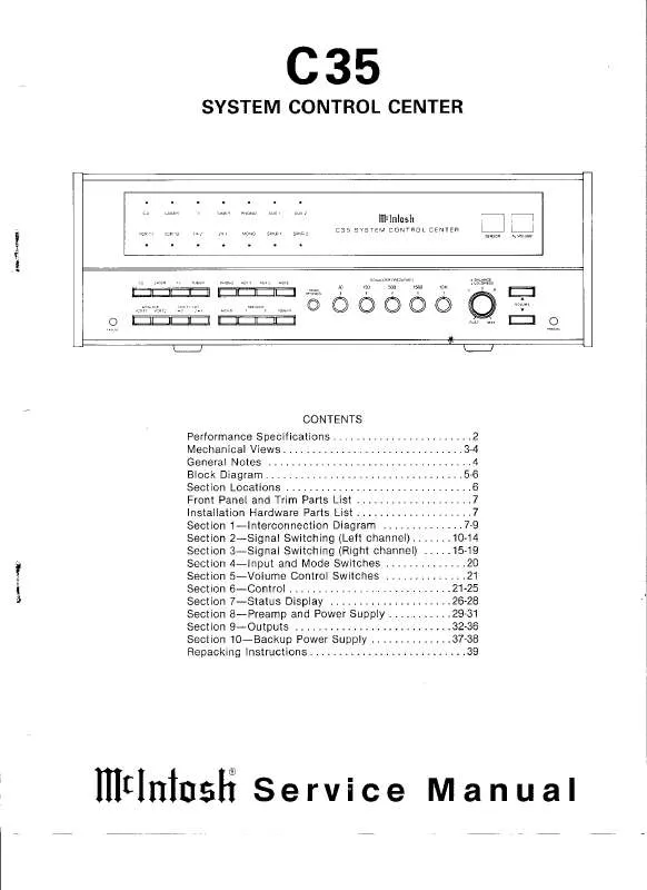 Mode d'emploi MCINTOSH C35