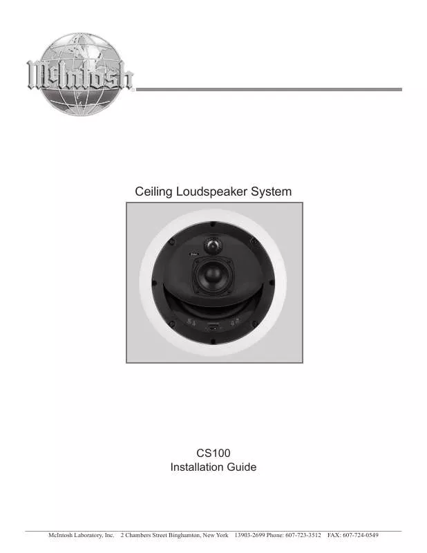 Mode d'emploi MCINTOSH CS100