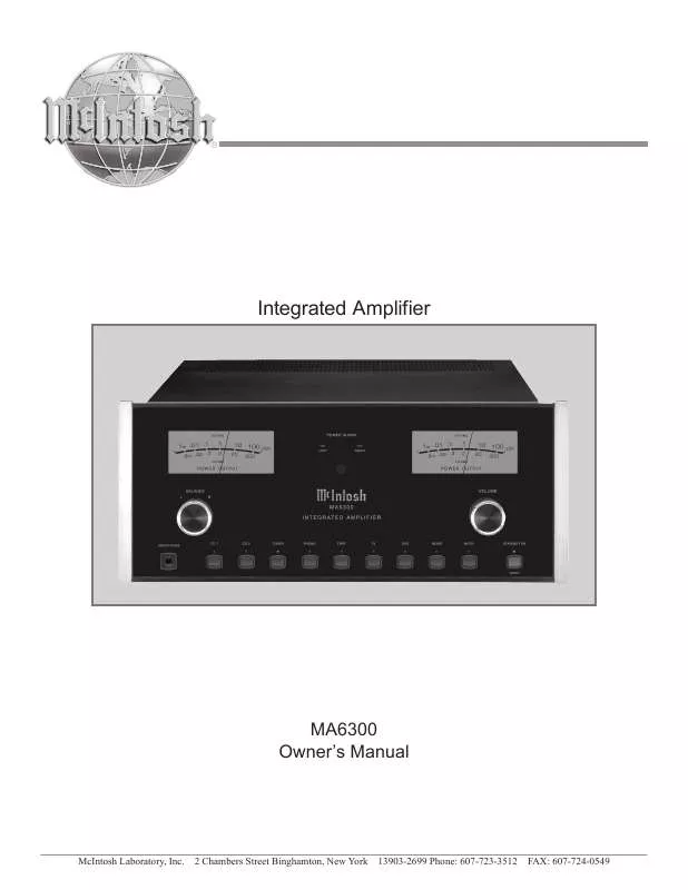 Mode d'emploi MCINTOSH MA6300