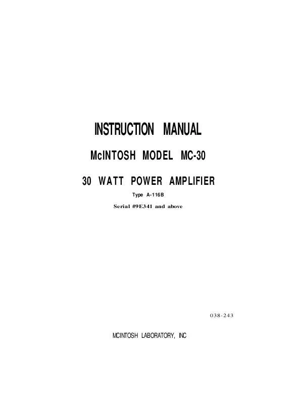 Mode d'emploi MCINTOSH MC-30