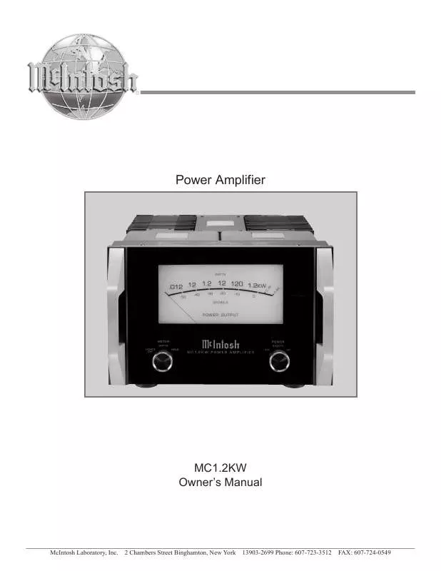 Mode d'emploi MCINTOSH MC1.2KW