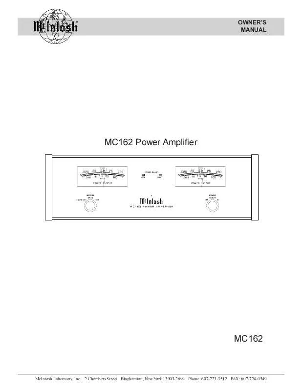 Mode d'emploi MCINTOSH MC162