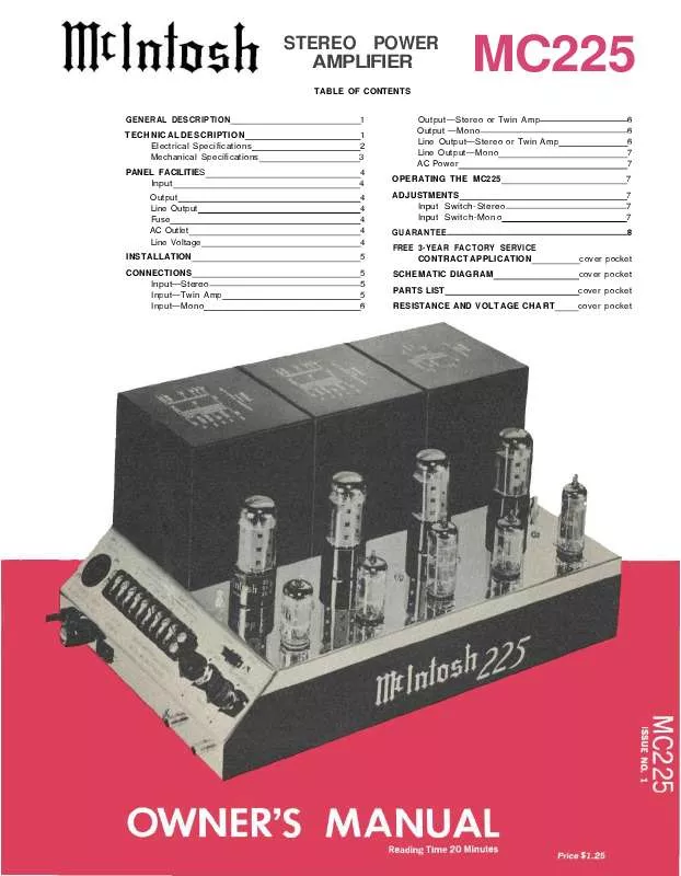 Mode d'emploi MCINTOSH MC225