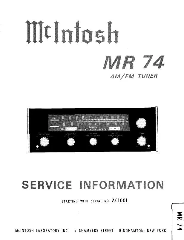 Mode d'emploi MCINTOSH MR 74