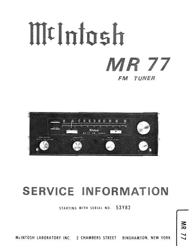 Mode d'emploi MCINTOSH MR 77