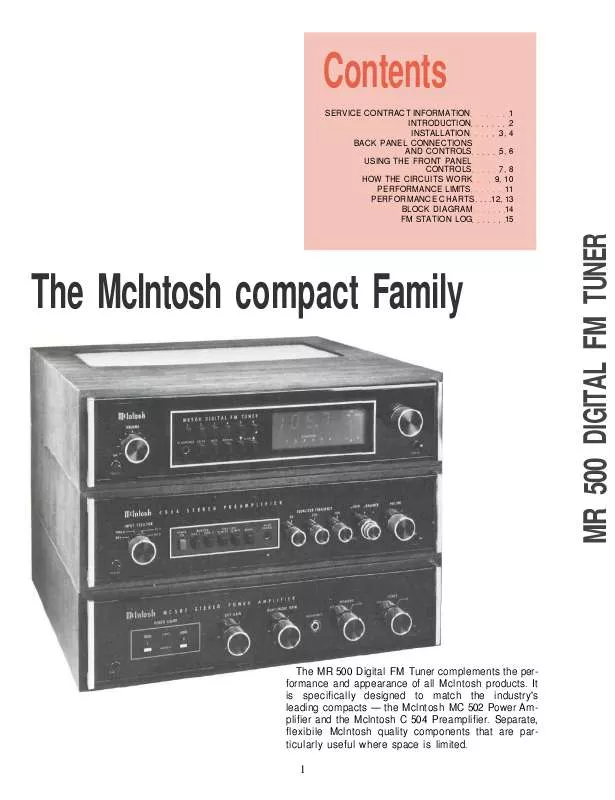 Mode d'emploi MCINTOSH MR500