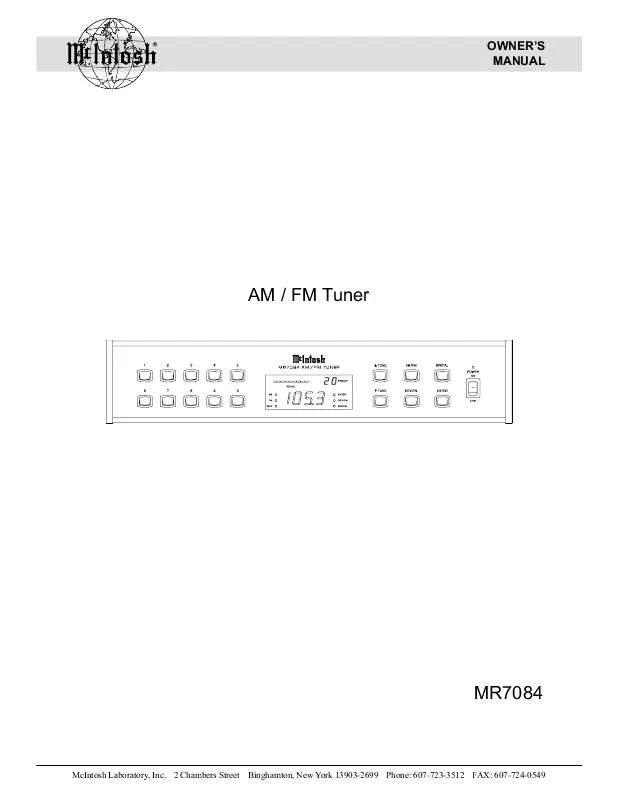 Mode d'emploi MCINTOSH MR7084