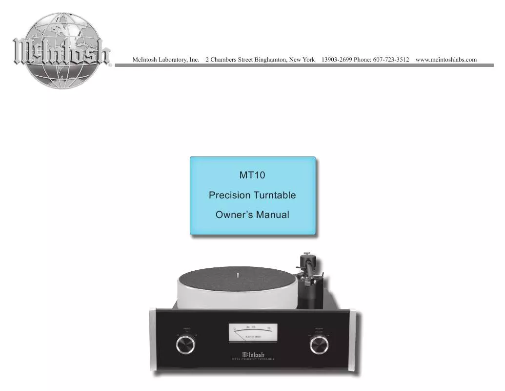 Mode d'emploi MCINTOSH MT10