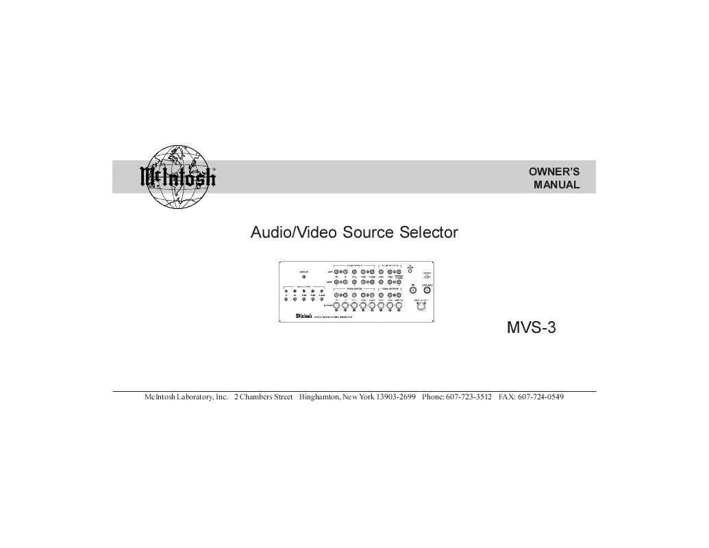 Mode d'emploi MCINTOSH MVS3