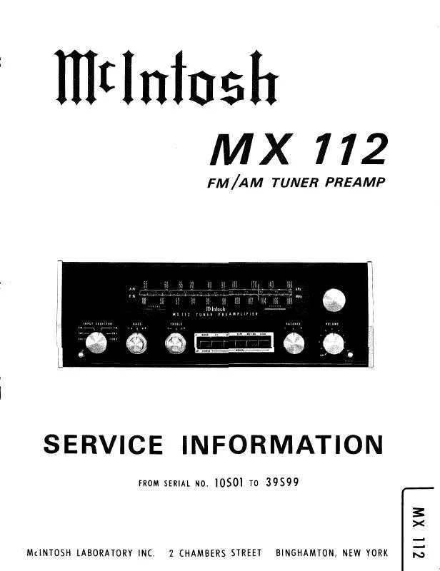 Mode d'emploi MCINTOSH MX 112