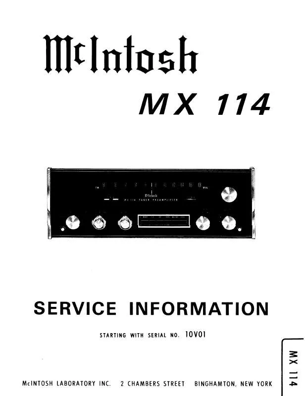 Mode d'emploi MCINTOSH MX 114