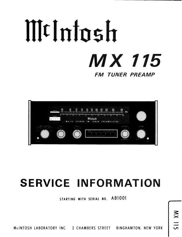 Mode d'emploi MCINTOSH MX 115