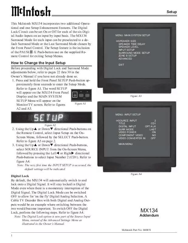 Mode d'emploi MCINTOSH MX 134