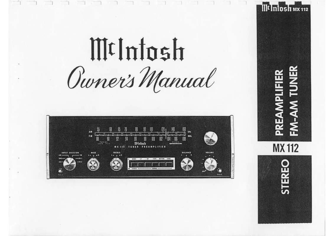 Mode d'emploi MCINTOSH MX112