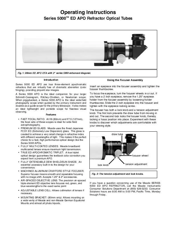 Mode d'emploi MEADE 500 ED APO