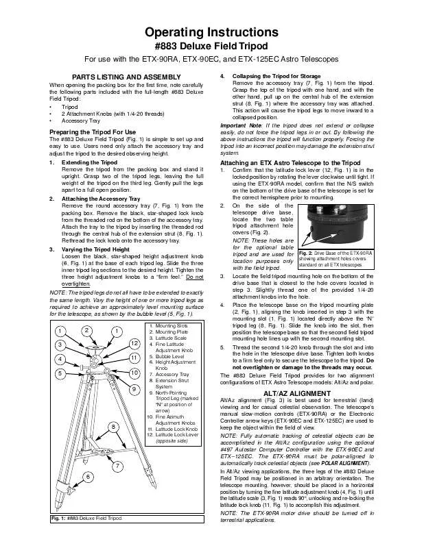 Mode d'emploi MEADE 883 TRIPOD