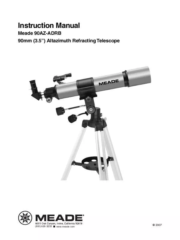 Mode d'emploi MEADE 90AZ-ADR REFRACTING TELESCOPE