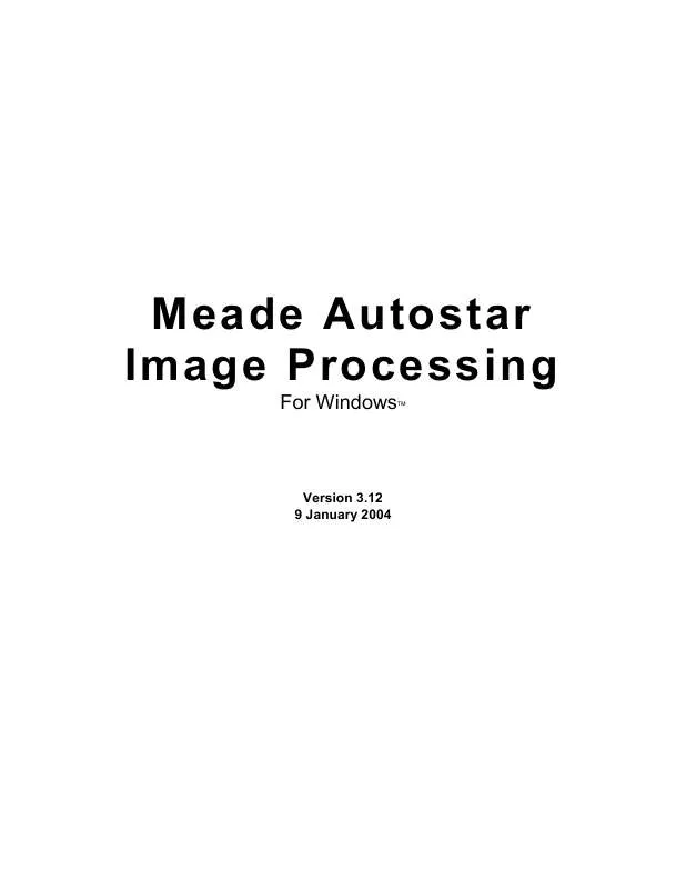 Mode d'emploi MEADE AUTOSTAR IMAGE PROCESSING