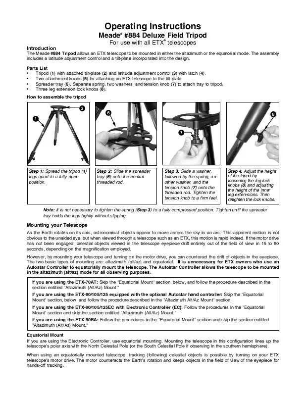 Mode d'emploi MEADE DELUXE FIELD TRIPOD