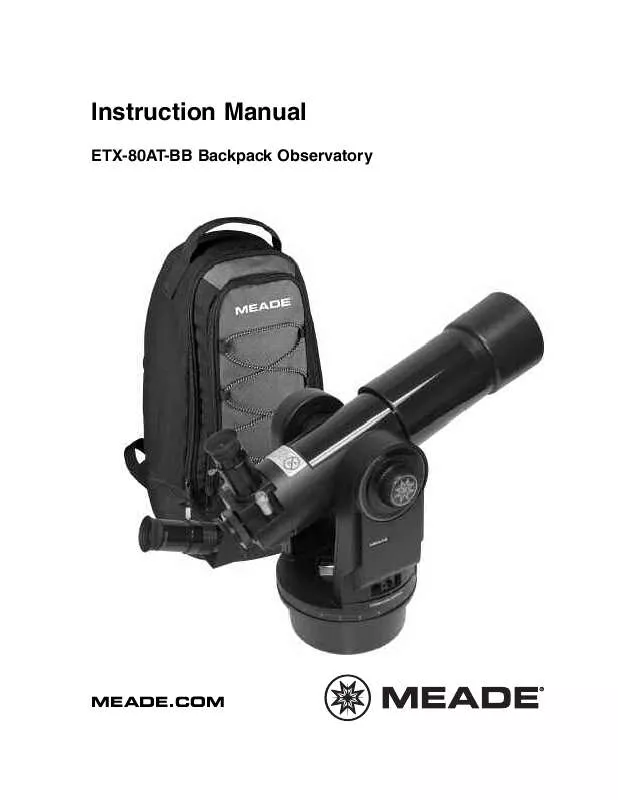 Mode d'emploi MEADE ETX BACKPACK OBSERVATORY