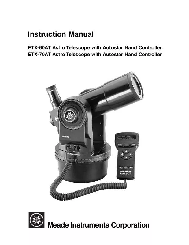 Mode d'emploi MEADE ETX REFRACTORS