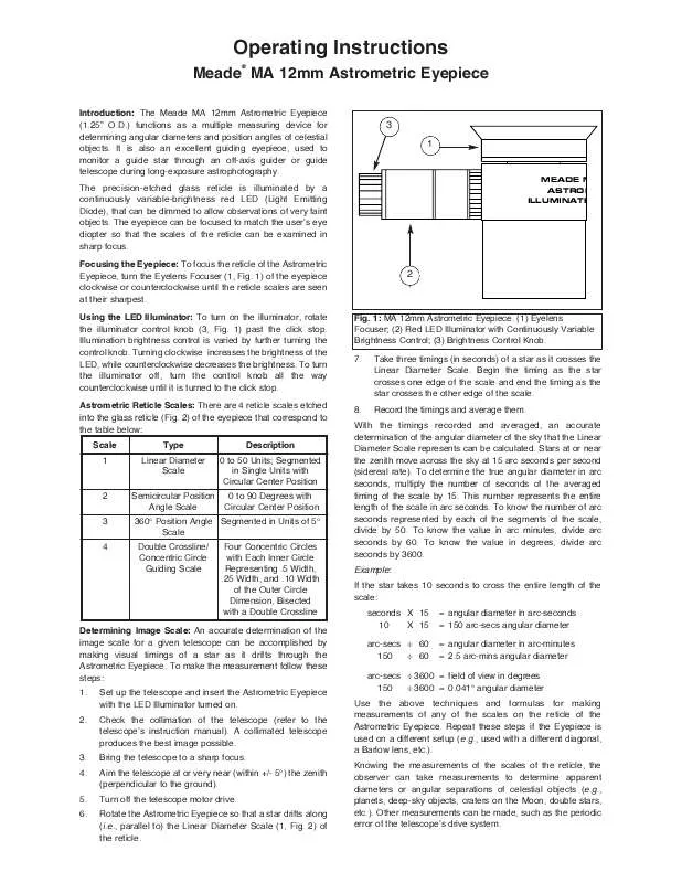 Mode d'emploi MEADE MA 12MM