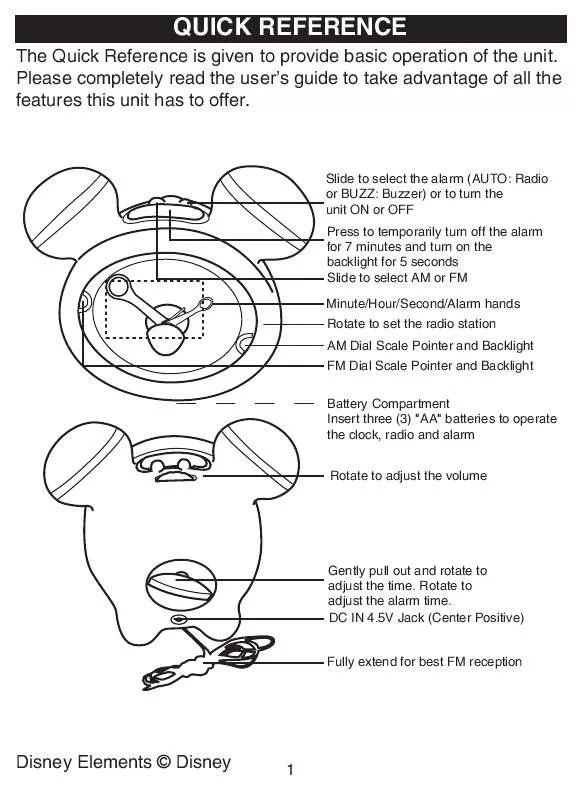 Mode d'emploi MEDION DISNEY CLOCK RADIO MD 80306