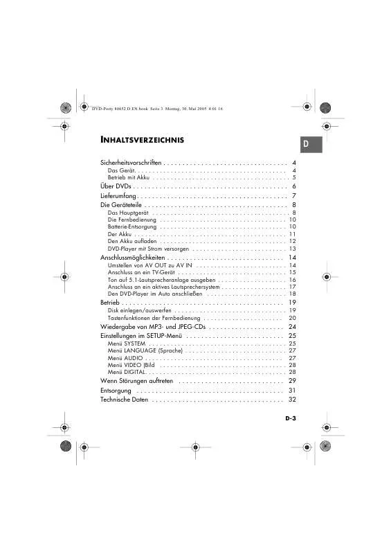 Mode d'emploi MEDION DVD PORTY MD 80652