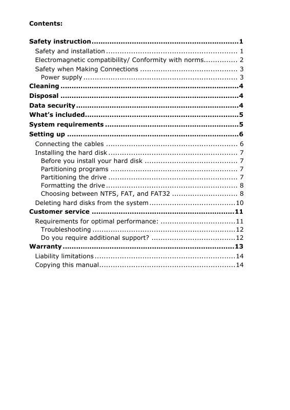 Mode d'emploi MEDION EXTERNAL HARDDISK MD 90071