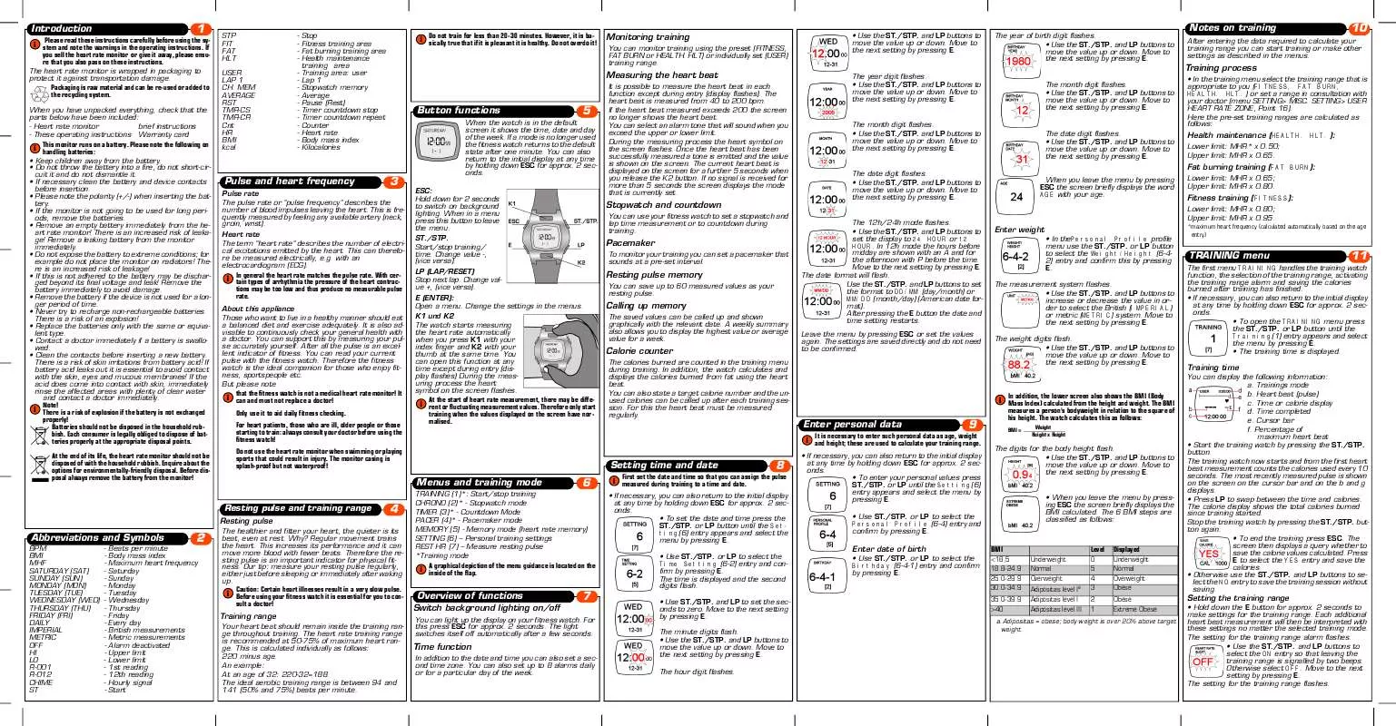 Mode d'emploi MEDION FITNESS WATCH MD 15200