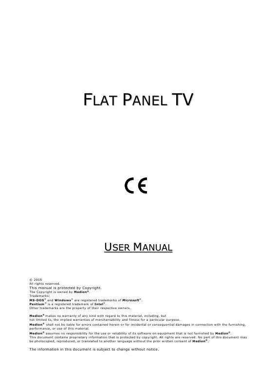 Mode d'emploi MEDION LCD TV MD 30527