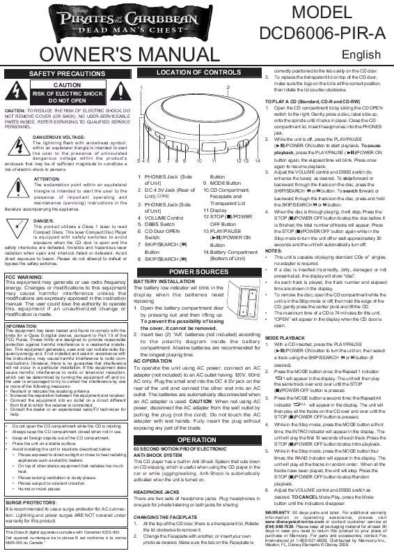 Mode d'emploi MEMOREX DCD6006-PIROM