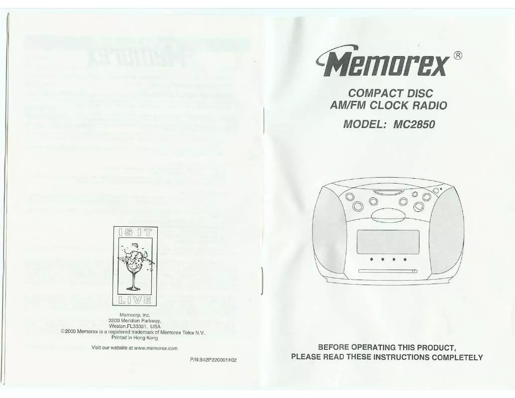 Mode d'emploi MEMOREX MC2850-01OM