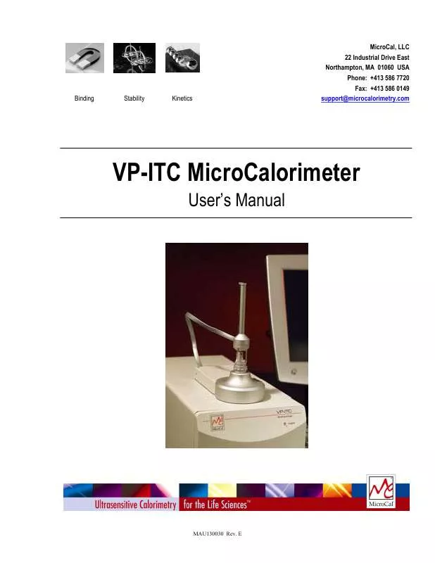 Mode d'emploi MICROCAL VP-ITC
