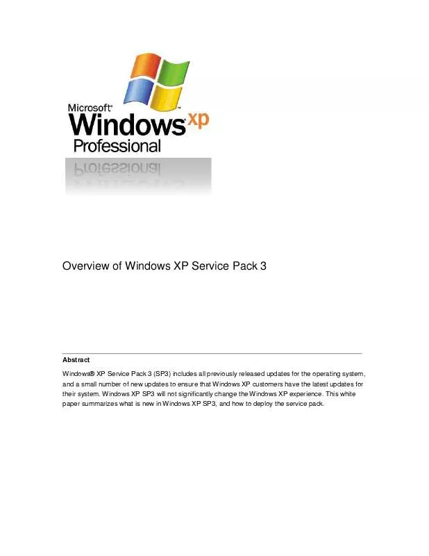 Mode d'emploi MICROSOFT WINDOWS XP PROFESSIONAL