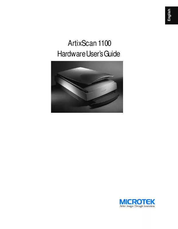 Mode d'emploi MICROTEK ARTIXSCAN 1100